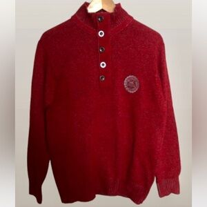 Wolsey Men's Wool  Mottled Red Quarterzip Sweater Medium